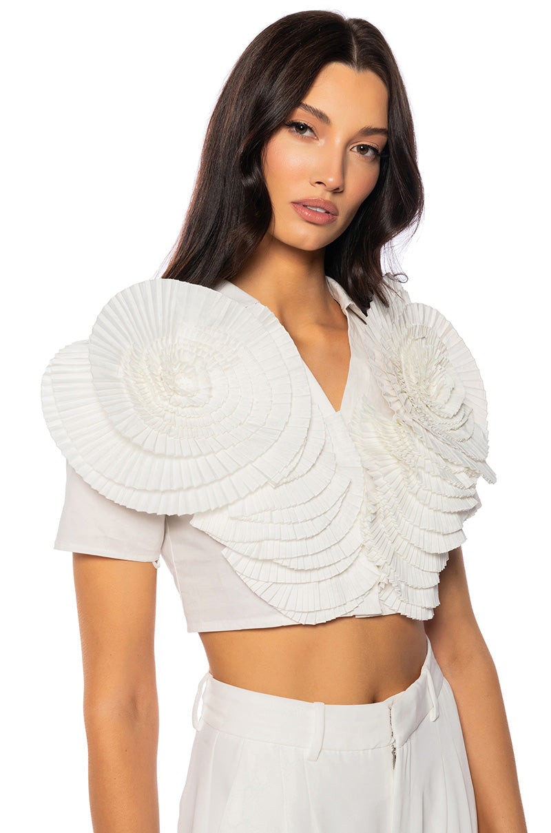 MYRA TEXTURED COLLARED TOP