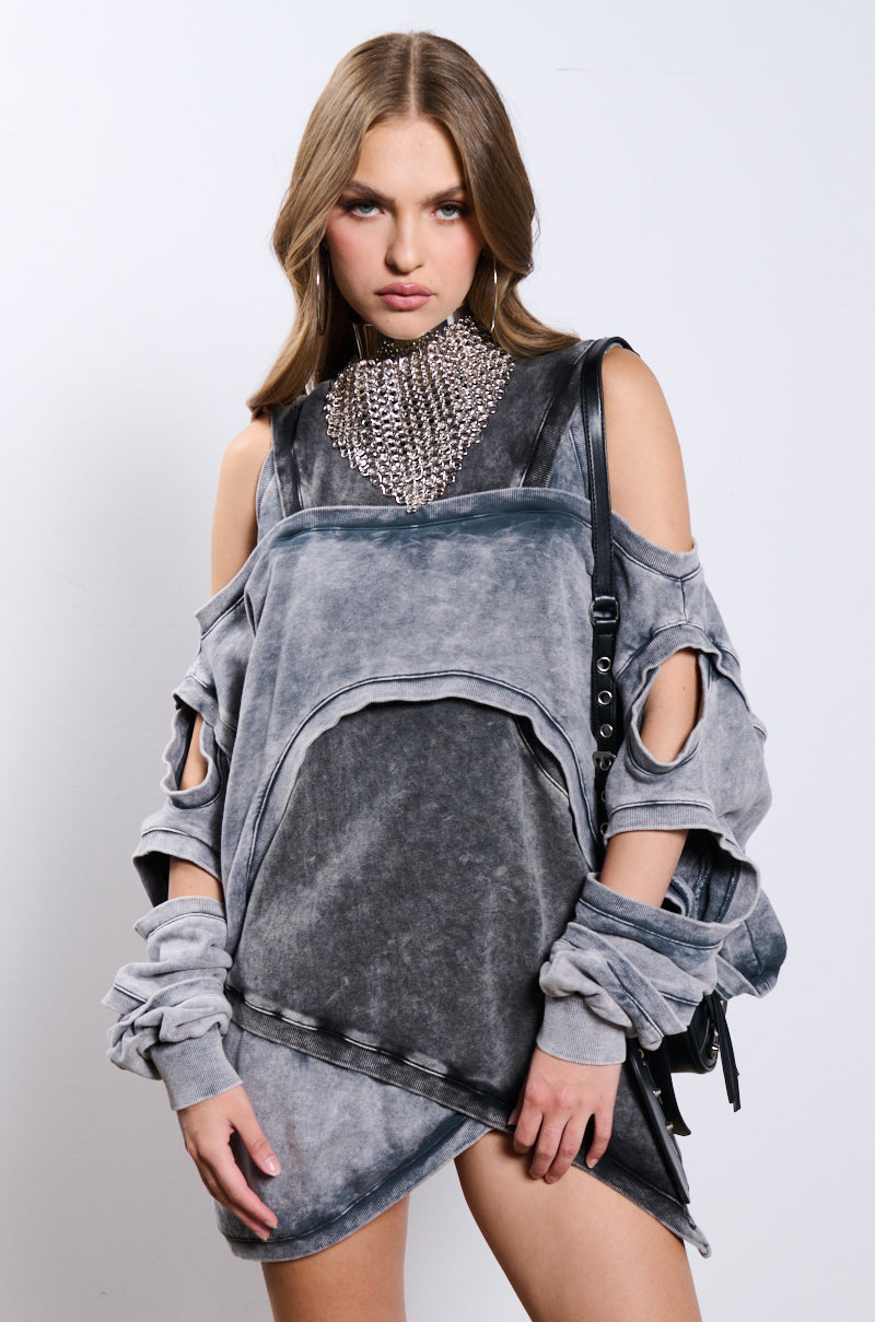 OFF DUTY MINERAL WASH SWEATSHIRT DRESS