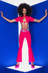 ONE NIGHT ONLY FLARED HIGH RISE TROUSER