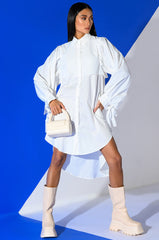 ONE STEP CLOSER OVERSIZED POPLIN BUTTON DOWN DRESS