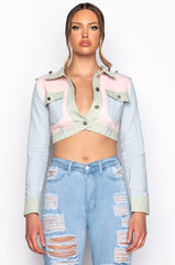 ONE TWO STEP MULTI COLOR DENIM JACKET