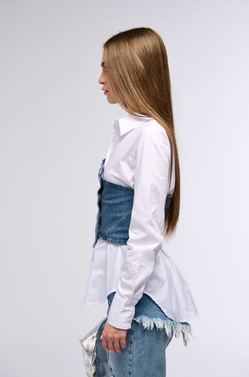 OUTSIDE ALL NIGHT BUTTON DOWN BLOUSE