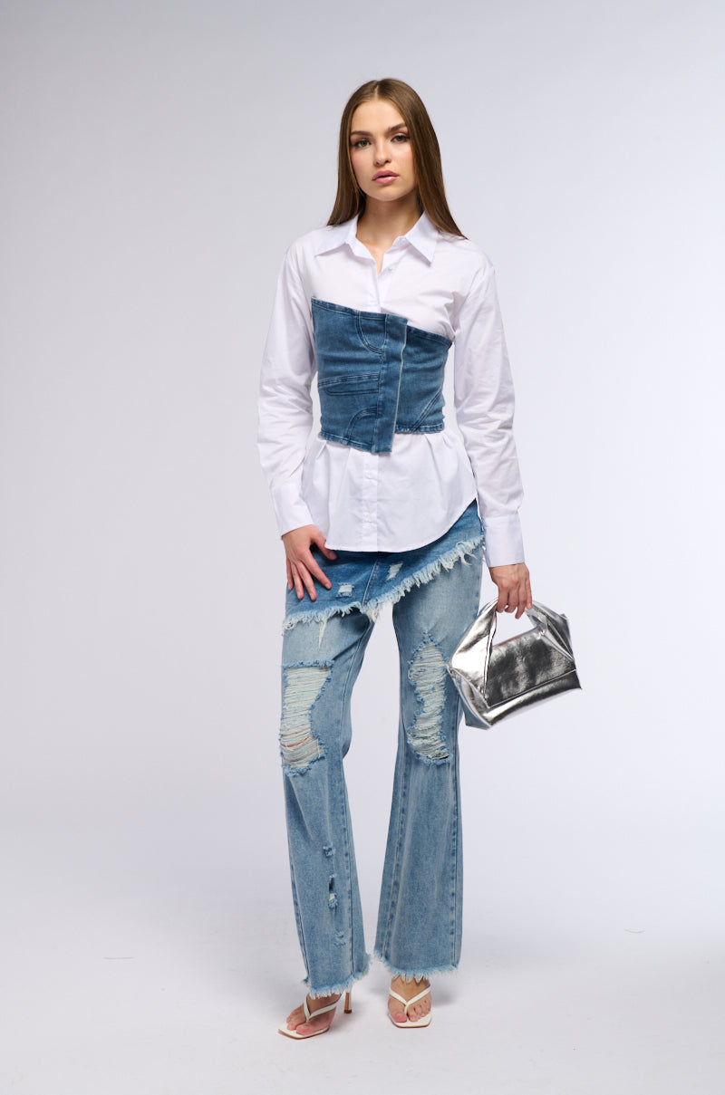 OUTSIDE ALL NIGHT BUTTON DOWN BLOUSE