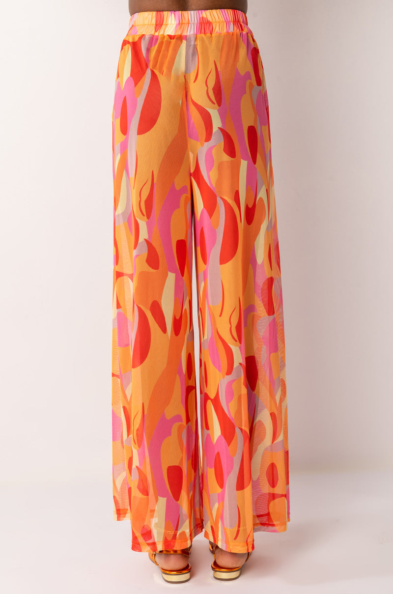 PSYCHEDELIC WIDE LEG MESH PANT
