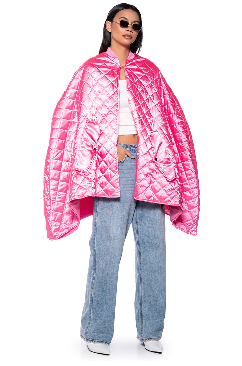 QUILTED PINK PONCHO