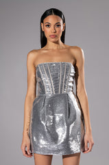 READY TO PARTY SEQUIN STRAPLESS MINI DRESS