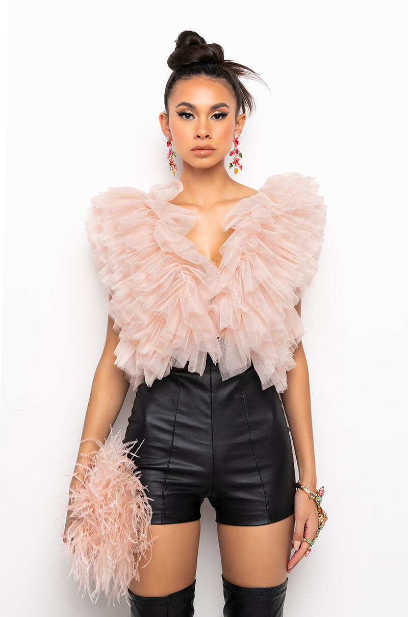 ROMANTIC TULLE RUFFLE BODYSUIT