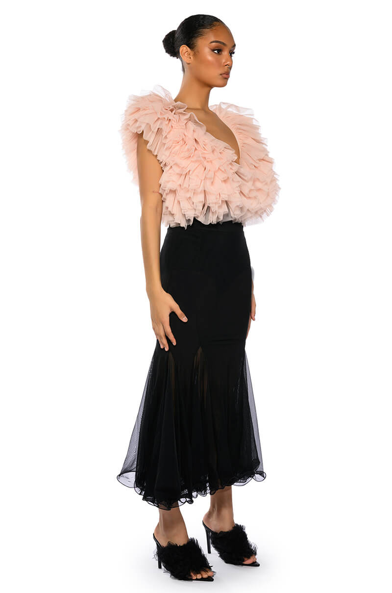 ROMANTIC TULLE RUFFLE BODYSUIT