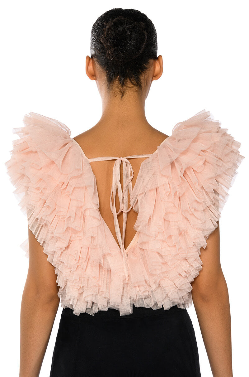 ROMANTIC TULLE RUFFLE BODYSUIT