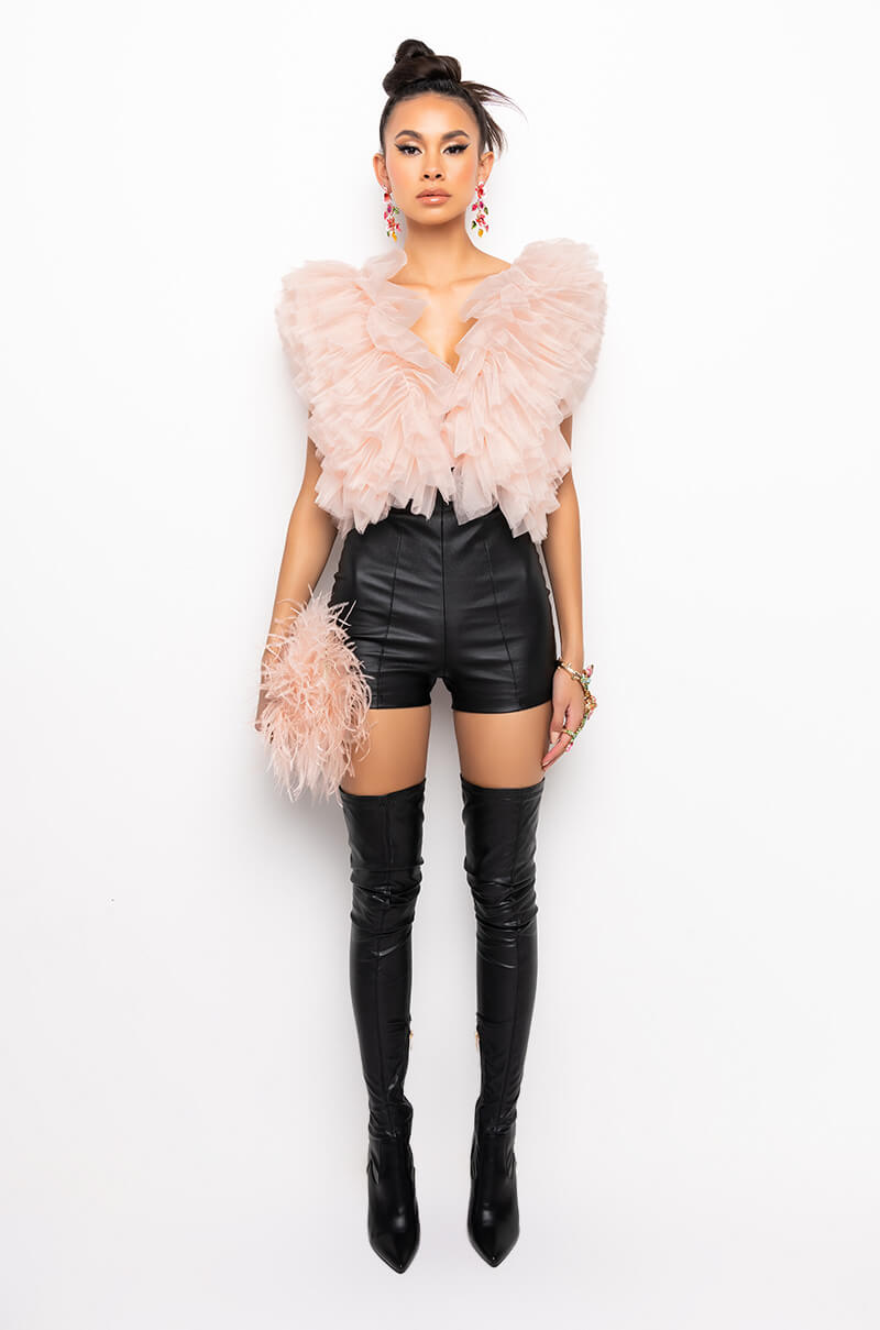 ROMANTIC TULLE RUFFLE BODYSUIT